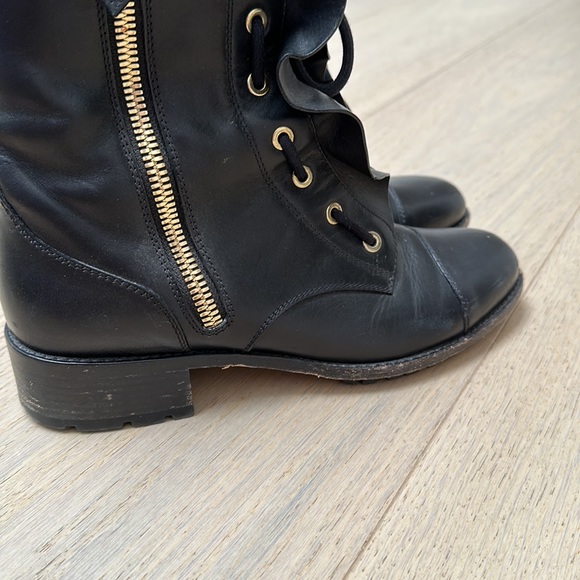 Valentino leather ruffle combat boot - Picture 11 of 12